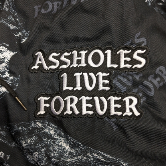 Aholes Live Forever Black Skull Graphic Men's Jacket Size XL - Picture 5 of 13